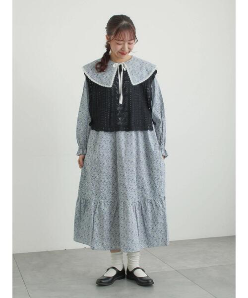 TSUHARU by Samansa Mos2（ツハルバイサマンサモスモス）の「【LIBERTY FABRICS】Katie and Millie柄襟付ワンピース（ワンピース・レディース・ピンク/ブルー・F）」の2枚目の写真