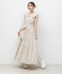 RANDA（ランダ）の「ロゴ刺繍シャツティアードワンピース（シャツワンピース）」