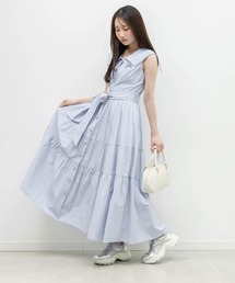 RANDA（ランダ）の「ロゴ刺繍シャツティアードワンピース（シャツワンピース）」