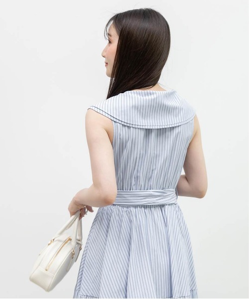 RANDA(ランダ)の「ロゴ刺繍シャツティアードワンピース(シャツワンピース・レディース・ブルー/ベージュ・0/1)」の10枚目の写真