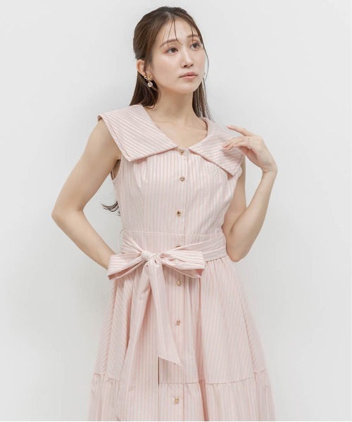 RANDA(ランダ)の「ロゴ刺繍シャツティアードワンピース(シャツワンピース・レディース・ブルー/ベージュ・0/1)」の12枚目の写真