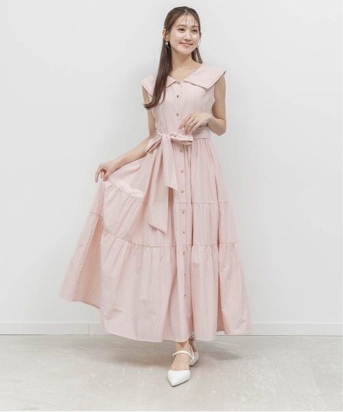 RANDA(ランダ)の「ロゴ刺繍シャツティアードワンピース(シャツワンピース・レディース・ブルー/ベージュ・0/1)」の14枚目の写真