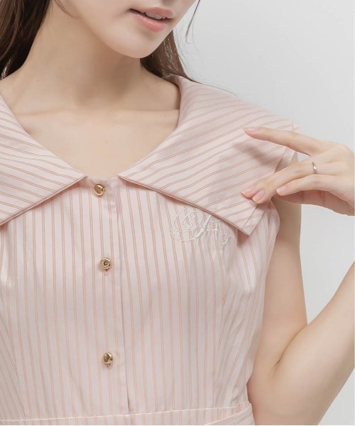 RANDA(ランダ)の「ロゴ刺繍シャツティアードワンピース(シャツワンピース・レディース・ブルー/ベージュ・0/1)」の17枚目の写真