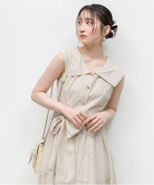 RANDA(ランダ)の「ロゴ刺繍シャツティアードワンピース(シャツワンピース・レディース・ブルー/ベージュ・0/1)」の21枚目の写真