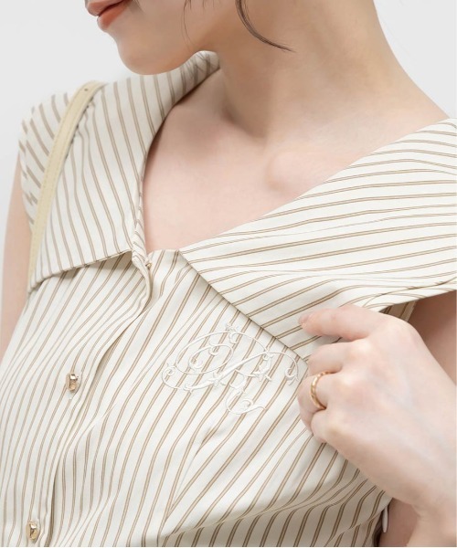 RANDA(ランダ)の「ロゴ刺繍シャツティアードワンピース(シャツワンピース・レディース・ブルー/ベージュ・0/1)」の22枚目の写真