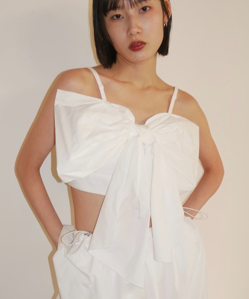 HONEY MI HONEY(ハニーミーハニー)の「taffeta ribbon camisole(キャミソール・レディース・ブラック/ピンク/ホワイト・FREE)」の2枚目の写真