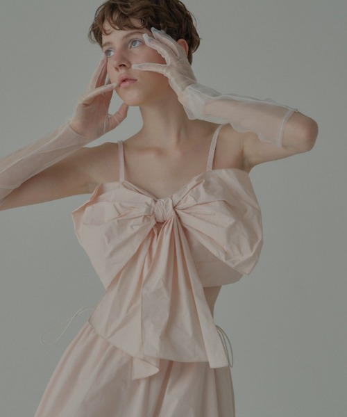 HONEY MI HONEY(ハニーミーハニー)の「taffeta ribbon camisole(キャミソール・レディース・ブラック/ピンク/ホワイト・FREE)」の1枚目の写真