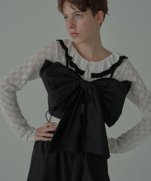 HONEY MI HONEY(ハニーミーハニー)の「taffeta ribbon camisole(キャミソール・レディース・ブラック/ピンク/ホワイト・FREE)」の3枚目の写真