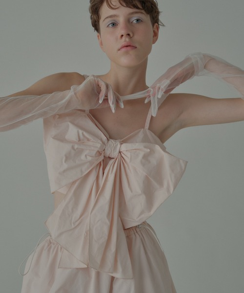 HONEY MI HONEY(ハニーミーハニー)の「taffeta ribbon camisole(キャミソール・レディース・ブラック/ピンク/ホワイト・FREE)」の4枚目の写真