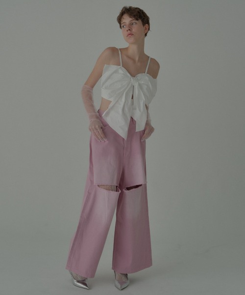 HONEY MI HONEY(ハニーミーハニー)の「taffeta ribbon camisole(キャミソール・レディース・ブラック/ピンク/ホワイト・FREE)」の15枚目の写真