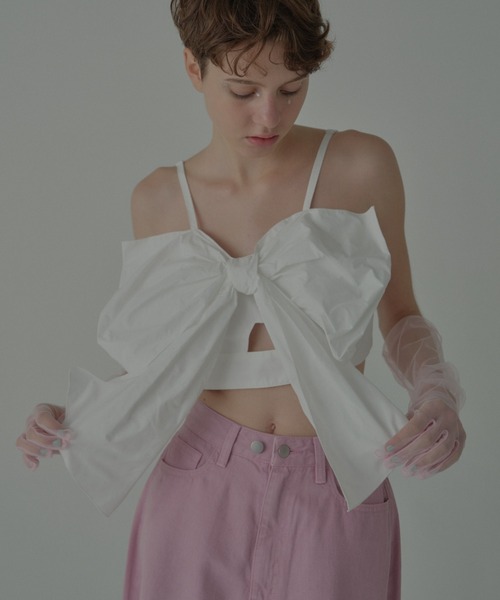 HONEY MI HONEY(ハニーミーハニー)の「taffeta ribbon camisole(キャミソール・レディース・ブラック/ピンク/ホワイト・FREE)」の13枚目の写真