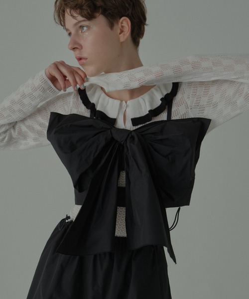 HONEY MI HONEY(ハニーミーハニー)の「taffeta ribbon camisole(キャミソール・レディース・ブラック/ピンク/ホワイト・FREE)」の9枚目の写真