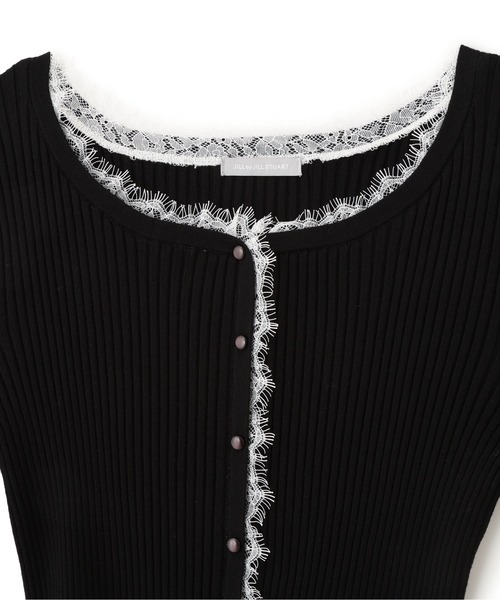 JILL by JILL STUART(ジルバイジルスチュアート)の「レーストリミングリブニット(ニット/セーター・レディース・ピンク/ブラック/グレー・FREE)」の7枚目の写真