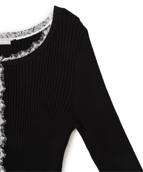 JILL by JILL STUART(ジルバイジルスチュアート)の「レーストリミングリブニット(ニット/セーター・レディース・ピンク/ブラック/グレー・FREE)」の8枚目の写真
