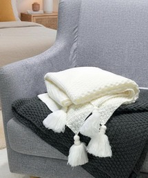 VIBGYOR（ヴィブジョー）の「LESRIRE/フリンジニットブランケット L9190（ブランケット）」