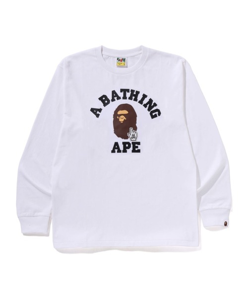A BATHING APE(アベイシングエイプ)の「GO APE POINTER COLLEGE LS TEE BAPEC(Tシャツ/カットソー・メンズ・ブラック/ホワイト・SMALL/LARGE/X-LARGE/MEDIUM/XX-LARGE/XXX-LARGE)」の1枚目の写真