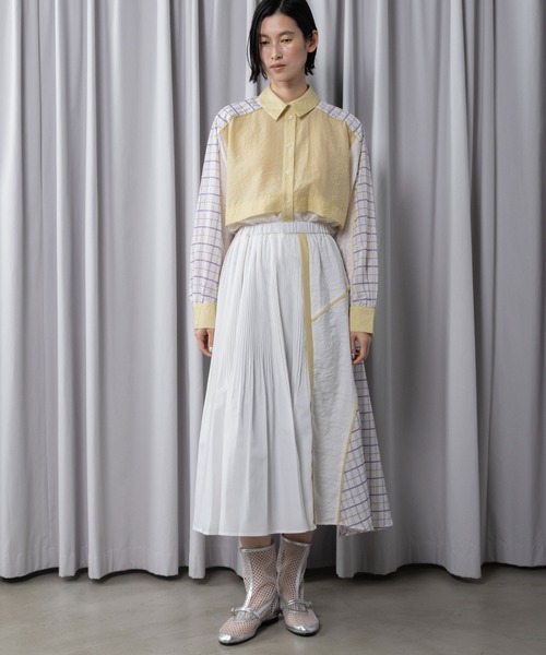 MARECHAL TERRE（マルシャルテル）の「切替えプリーツスカート（スカート・レディース・イエロー/ブラック/オフホワイト/ネイビー・MEDIUM）」の18枚目の写真