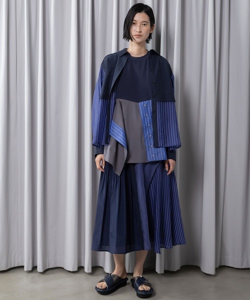 MARECHAL TERRE（マルシャルテル）の「切替えプリーツスカート（スカート・レディース・イエロー/ブラック/オフホワイト/ネイビー・MEDIUM）」の15枚目の写真