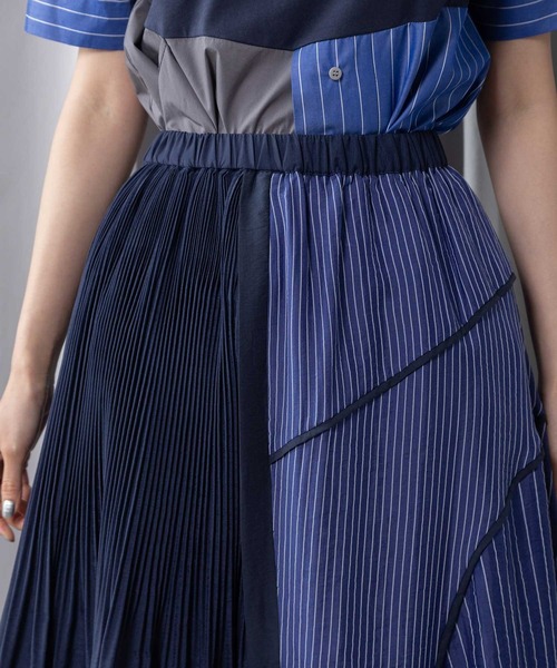 MARECHAL TERRE（マルシャルテル）の「切替えプリーツスカート（スカート・レディース・イエロー/ブラック/オフホワイト/ネイビー・MEDIUM）」の16枚目の写真