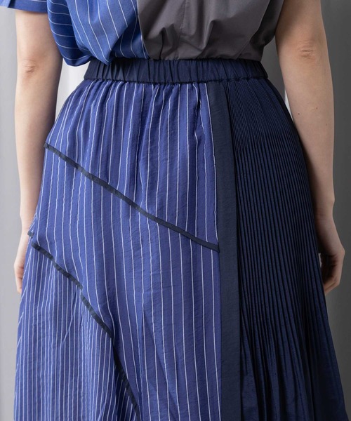MARECHAL TERRE（マルシャルテル）の「切替えプリーツスカート（スカート・レディース・イエロー/ブラック/オフホワイト/ネイビー・MEDIUM）」の7枚目の写真