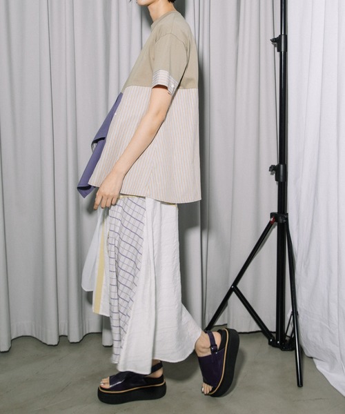 MARECHAL TERRE（マルシャルテル）の「切替えプリーツスカート（スカート・レディース・イエロー/ブラック/オフホワイト/ネイビー・MEDIUM）」の19枚目の写真