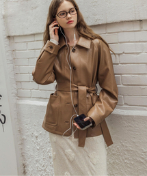 Daze belted leather Brown jacket
