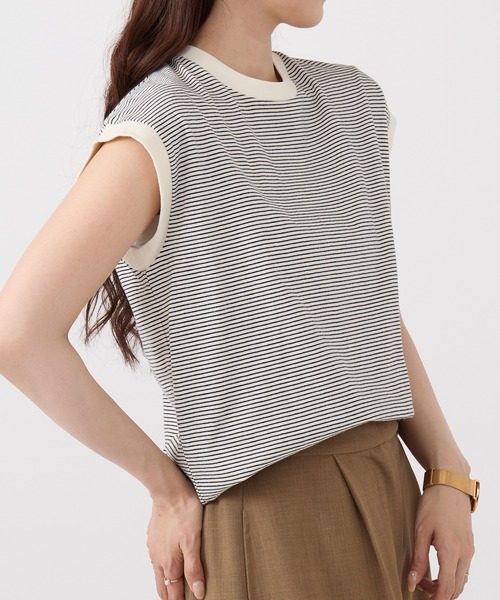Healthknit(ヘルスニット)の「【Healthknit】26SS Nallow Border Jersey Crewneck Sleeveless 51016(Tシャツ/カットソー・レディース・ブラック系1/アイボリー系1/アイボリー系2・FREE)」の18枚目の写真