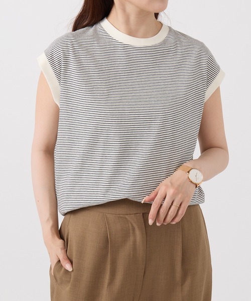 Healthknit(ヘルスニット)の「【Healthknit】26SS Nallow Border Jersey Crewneck Sleeveless 51016(Tシャツ/カットソー・レディース・ブラック系1/アイボリー系1/アイボリー系2・FREE)」の17枚目の写真