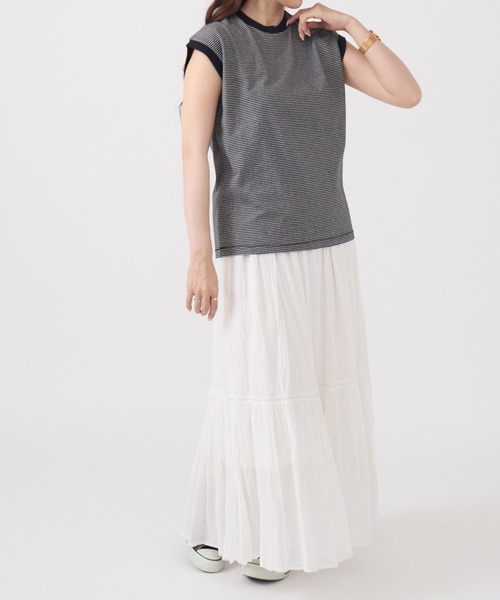 Healthknit(ヘルスニット)の「【Healthknit】26SS Nallow Border Jersey Crewneck Sleeveless 51016(Tシャツ/カットソー・レディース・ブラック系1/アイボリー系1/アイボリー系2・FREE)」の15枚目の写真