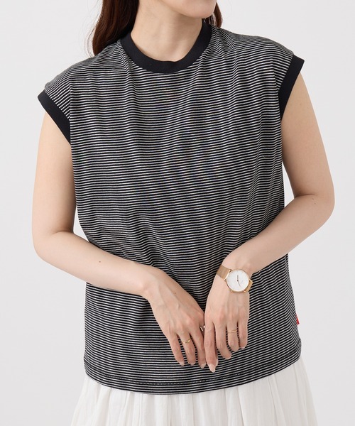 Healthknit(ヘルスニット)の「【Healthknit】26SS Nallow Border Jersey Crewneck Sleeveless 51016(Tシャツ/カットソー・レディース・ブラック系1/アイボリー系1/アイボリー系2・FREE)」の14枚目の写真
