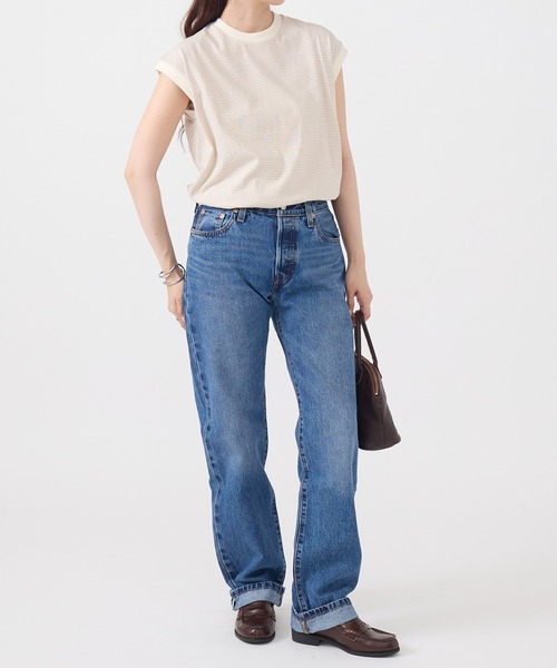 Healthknit(ヘルスニット)の「【Healthknit】26SS Nallow Border Jersey Crewneck Sleeveless 51016(Tシャツ/カットソー・レディース・ブラック系1/アイボリー系1/アイボリー系2・FREE)」の10枚目の写真