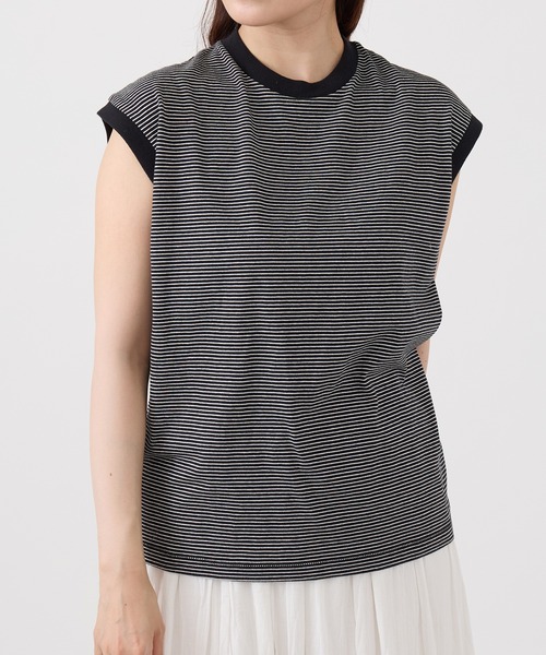 Healthknit(ヘルスニット)の「【Healthknit】26SS Nallow Border Jersey Crewneck Sleeveless 51016(Tシャツ/カットソー・レディース・ブラック系1/アイボリー系1/アイボリー系2・FREE)」の13枚目の写真