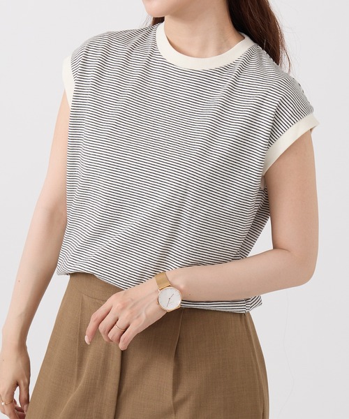 Healthknit(ヘルスニット)の「【Healthknit】26SS Nallow Border Jersey Crewneck Sleeveless 51016(Tシャツ/カットソー・レディース・ブラック系1/アイボリー系1/アイボリー系2・FREE)」の19枚目の写真