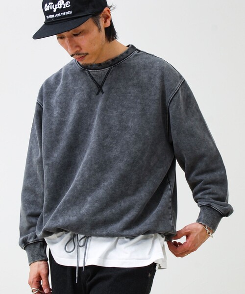 GLOSTER（グロスター）の「カラフルスノーパウダー 裏毛プルオーバースウェット（スウェット・メンズ・パープル/ブラック/オレンジ/ブルー・S/M/L）」の2枚目の写真