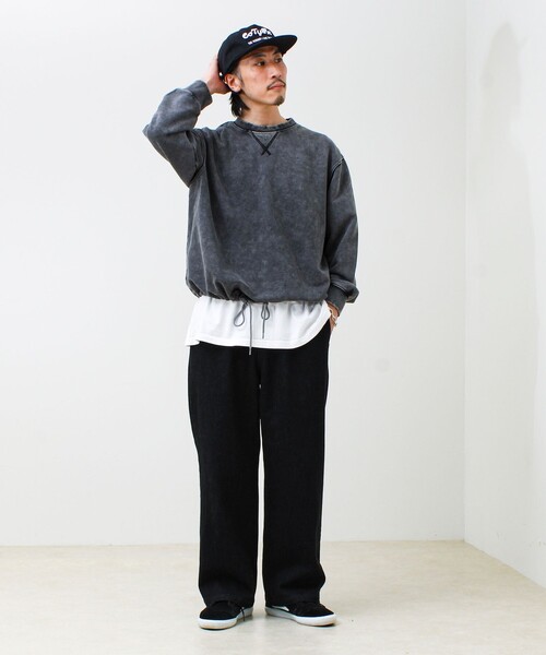 GLOSTER（グロスター）の「カラフルスノーパウダー 裏毛プルオーバースウェット（スウェット・メンズ・パープル/ブラック/オレンジ/ブルー・S/M/L）」の19枚目の写真