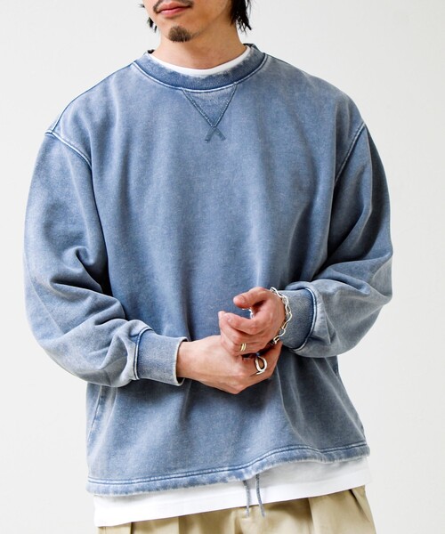 GLOSTER（グロスター）の「カラフルスノーパウダー 裏毛プルオーバースウェット（スウェット・メンズ・パープル/ブラック/オレンジ/ブルー・S/M/L）」の16枚目の写真