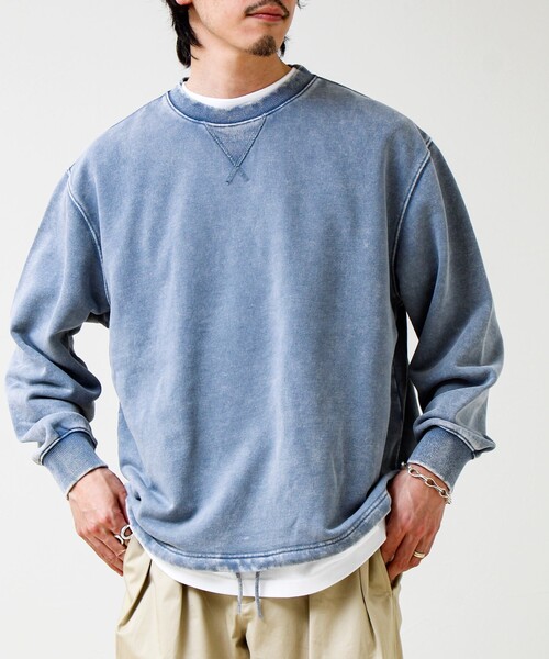 GLOSTER（グロスター）の「カラフルスノーパウダー 裏毛プルオーバースウェット（スウェット・メンズ・パープル/ブラック/オレンジ/ブルー・S/M/L）」の15枚目の写真