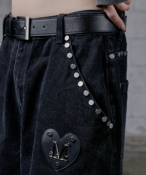MUCENT(ムセント)の「◇MUCENT◇ブランド直輸入正規品/ブレン リベット ポイント ワイド デニム パンツ BREN RIVET POINT WIDE DENIM PANTS(デニムパンツ・レディース・ブラック・M/S)」の7枚目の写真
