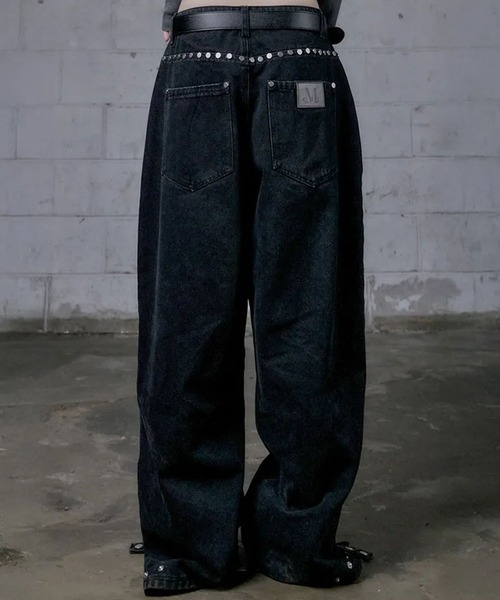 MUCENT(ムセント)の「◇MUCENT◇ブランド直輸入正規品/ブレン リベット ポイント ワイド デニム パンツ BREN RIVET POINT WIDE DENIM PANTS(デニムパンツ・レディース・ブラック・M/S)」の6枚目の写真
