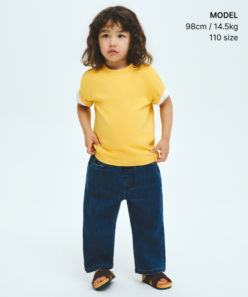 MUSINSA STANDARD KIDS（ムシンサスタンダードキッズ）の「[クールスタンダード] リラックスドクルーネックTシャツ [メロウイエロー]（Tシャツ/カットソー・レディース・その他・100/110/120/130/140/150/160）」の2枚目の写真