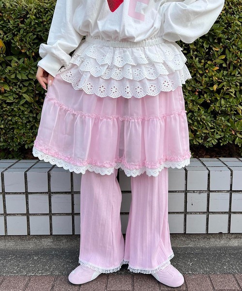 WC(ダブル シー)の「レースヘムワイドパンツ(その他パンツ・レディース・ブラック/グレー/ピンク・FREE)」の3枚目の写真