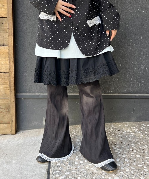 WC(ダブル シー)の「レースヘムワイドパンツ(その他パンツ・レディース・ブラック/グレー/ピンク・FREE)」の5枚目の写真