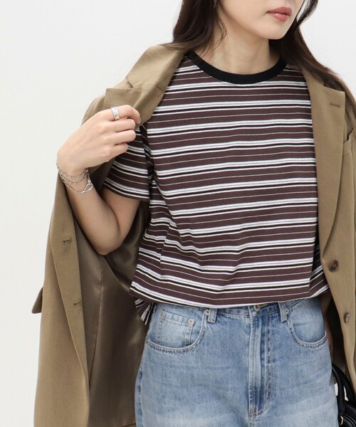 fredy emue(フレディエミュ)の「汗ジミ軽減天竺BasicTシャツ(Tシャツ/カットソー・レディース・ブラウン系その他/ライトグレー/ベージュ系その他/チャコールグレー/オフホワイト・38)」の4枚目の写真