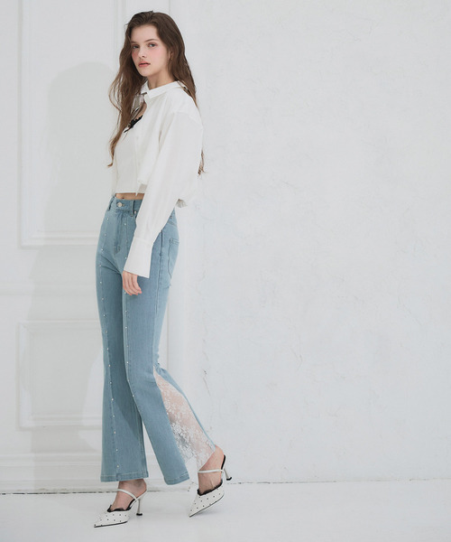 ROYAL PARTY（ロイヤルパーティー）の「liberty デニムフレアパンツ（デニムパンツ・レディース・インディゴブルー/ブルー・SMALL/MEDIUM）」の6枚目の写真