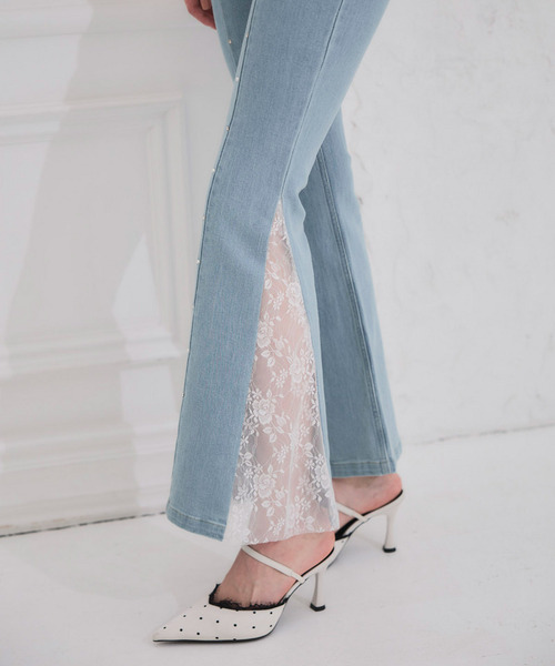 ROYAL PARTY（ロイヤルパーティー）の「liberty デニムフレアパンツ（デニムパンツ・レディース・インディゴブルー/ブルー・SMALL/MEDIUM）」の7枚目の写真