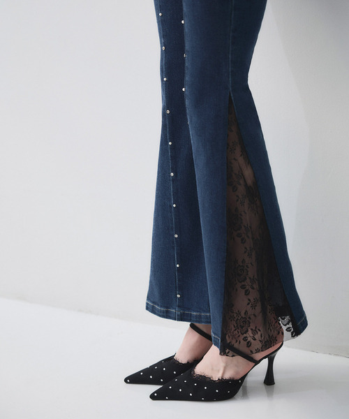 ROYAL PARTY（ロイヤルパーティー）の「liberty デニムフレアパンツ（デニムパンツ・レディース・インディゴブルー/ブルー・SMALL/MEDIUM）」の4枚目の写真