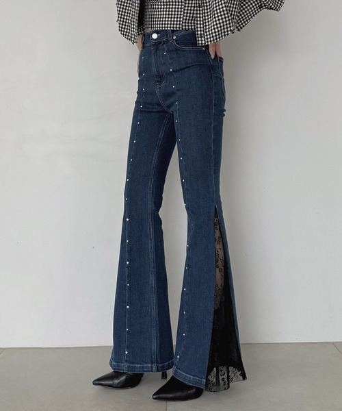 ROYAL PARTY（ロイヤルパーティー）の「liberty デニムフレアパンツ（デニムパンツ・レディース・インディゴブルー/ブルー・SMALL/MEDIUM）」の2枚目の写真