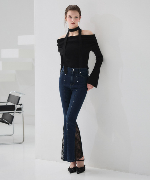 ROYAL PARTY（ロイヤルパーティー）の「liberty デニムフレアパンツ（デニムパンツ・レディース・インディゴブルー/ブルー・SMALL/MEDIUM）」の3枚目の写真