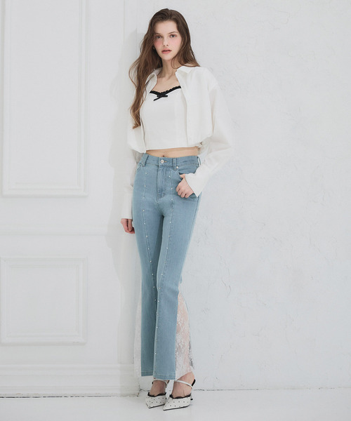 ROYAL PARTY（ロイヤルパーティー）の「liberty デニムフレアパンツ（デニムパンツ・レディース・インディゴブルー/ブルー・SMALL/MEDIUM）」の5枚目の写真