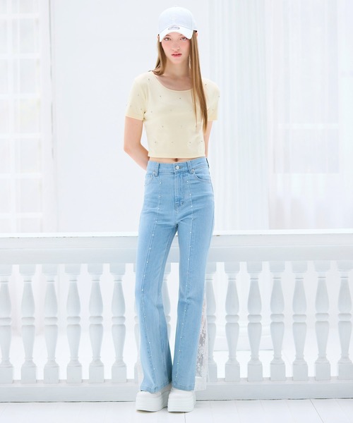 ROYAL PARTY(ロイヤルパーティー)の「liberty デニムフレアパンツ(デニムパンツ・レディース・インディゴブルー/ブルー・SMALL/MEDIUM)」の3枚目の写真
